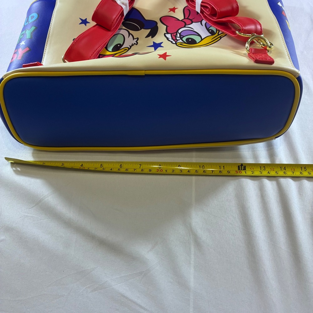 Disney Loungefly Mickey and Friends Sensational Six Tote Backpack Cream Blue Red - Picture 4 of 8